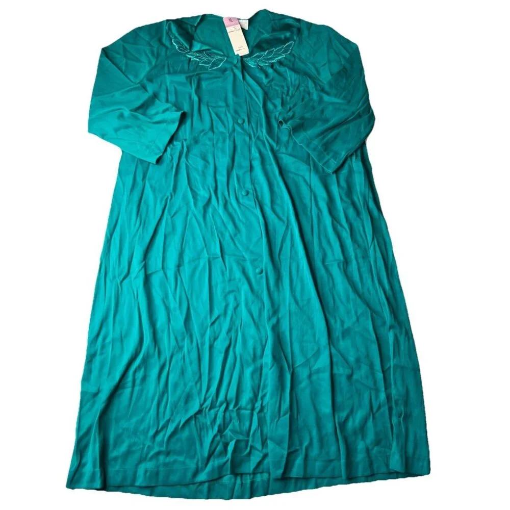 Vassarette Nightgown Button Front Evergreen Size XL 31100‎